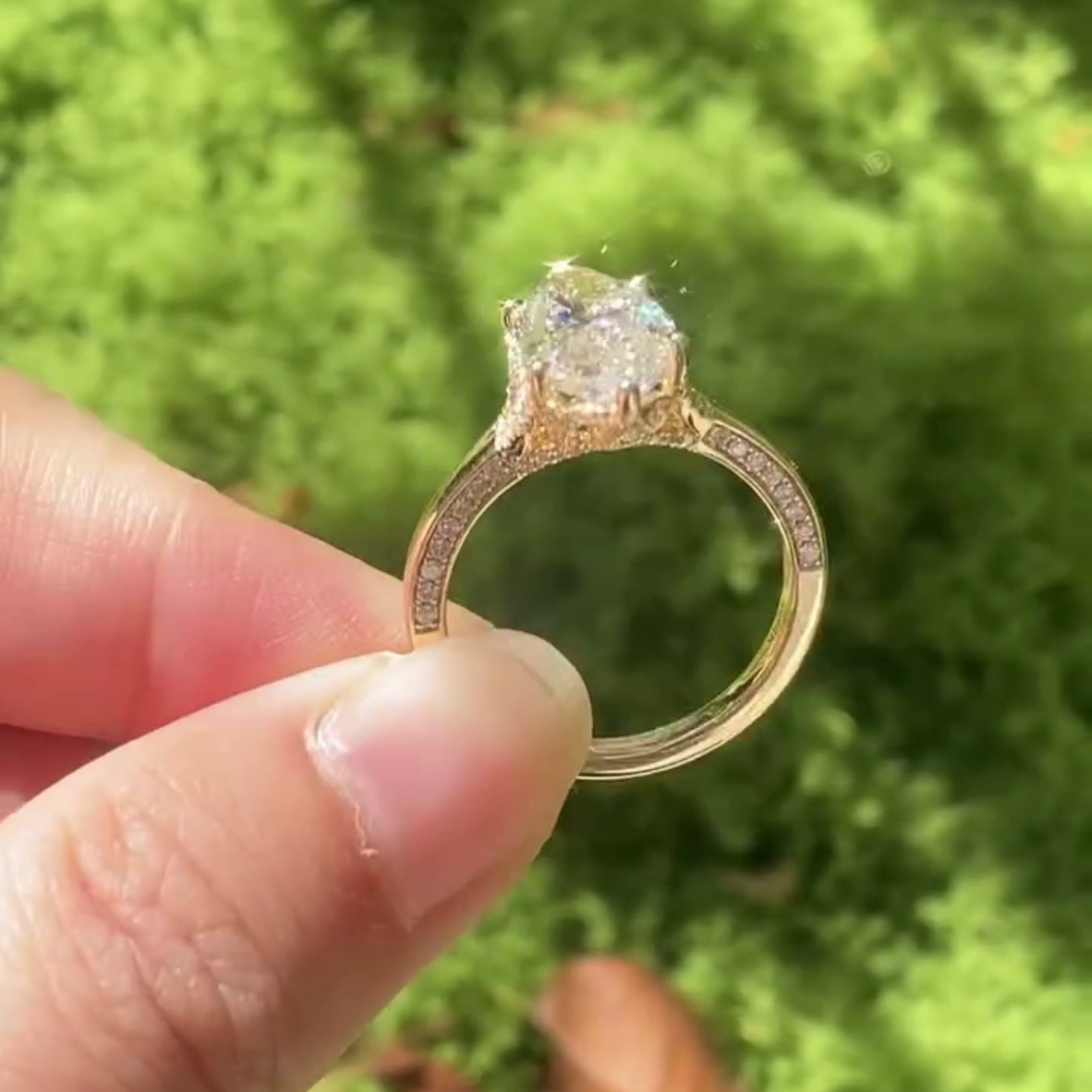 3.50CT Marquise Pave Moissanite Wedding Halo Ring 6 Prong 14K Yellow Gold Plated