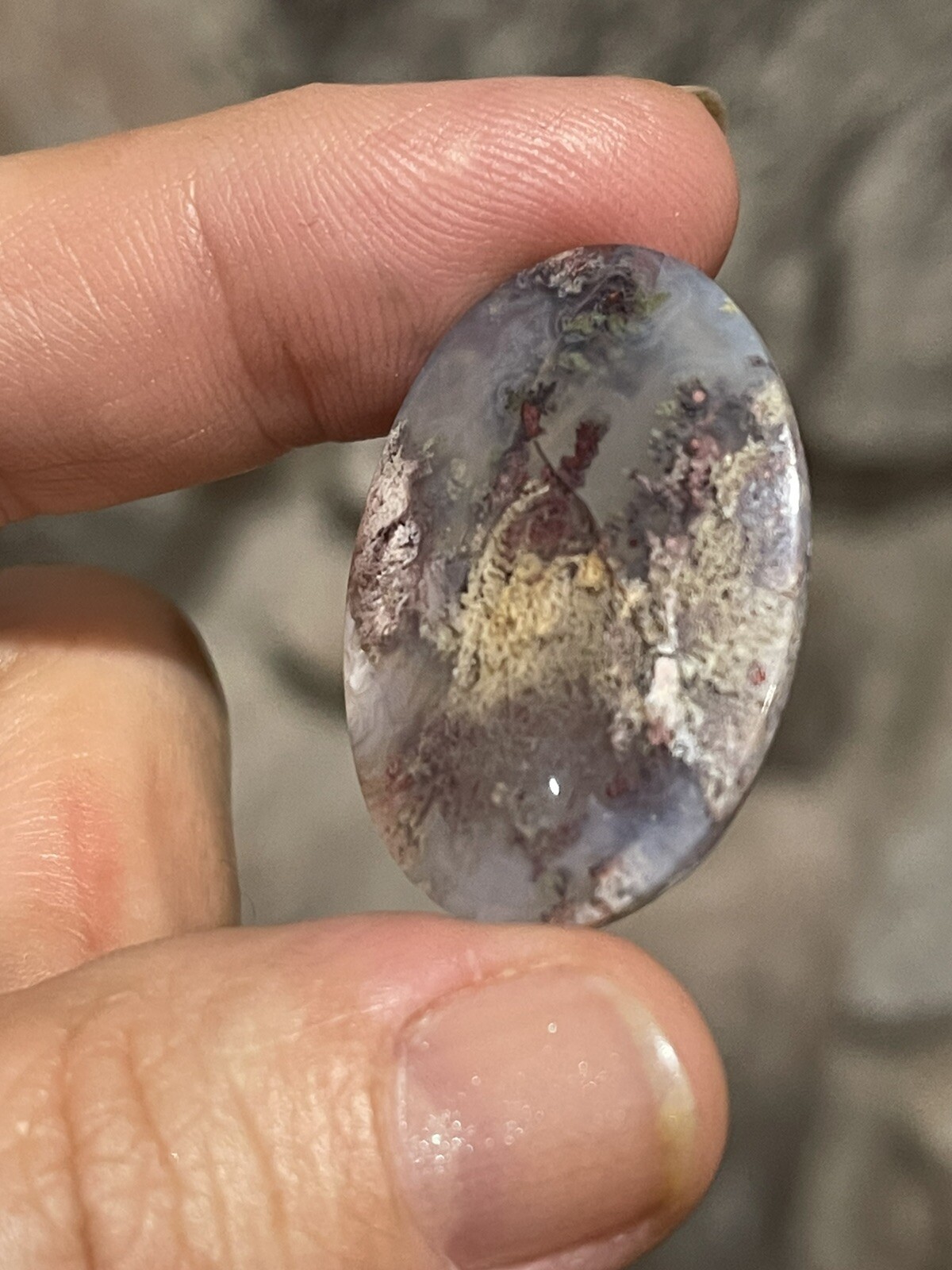 31.75x22x5.5mm Fine Silver Garden Moss Agate Oval Cabochon Loose Picture Stone