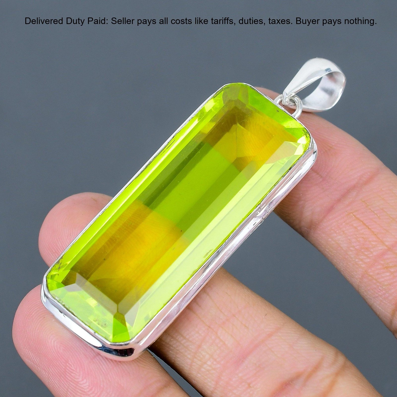Radiant Lemon Topaz Stone 925 Sterling Silver Bezel Anniversary Pendant Jewelry