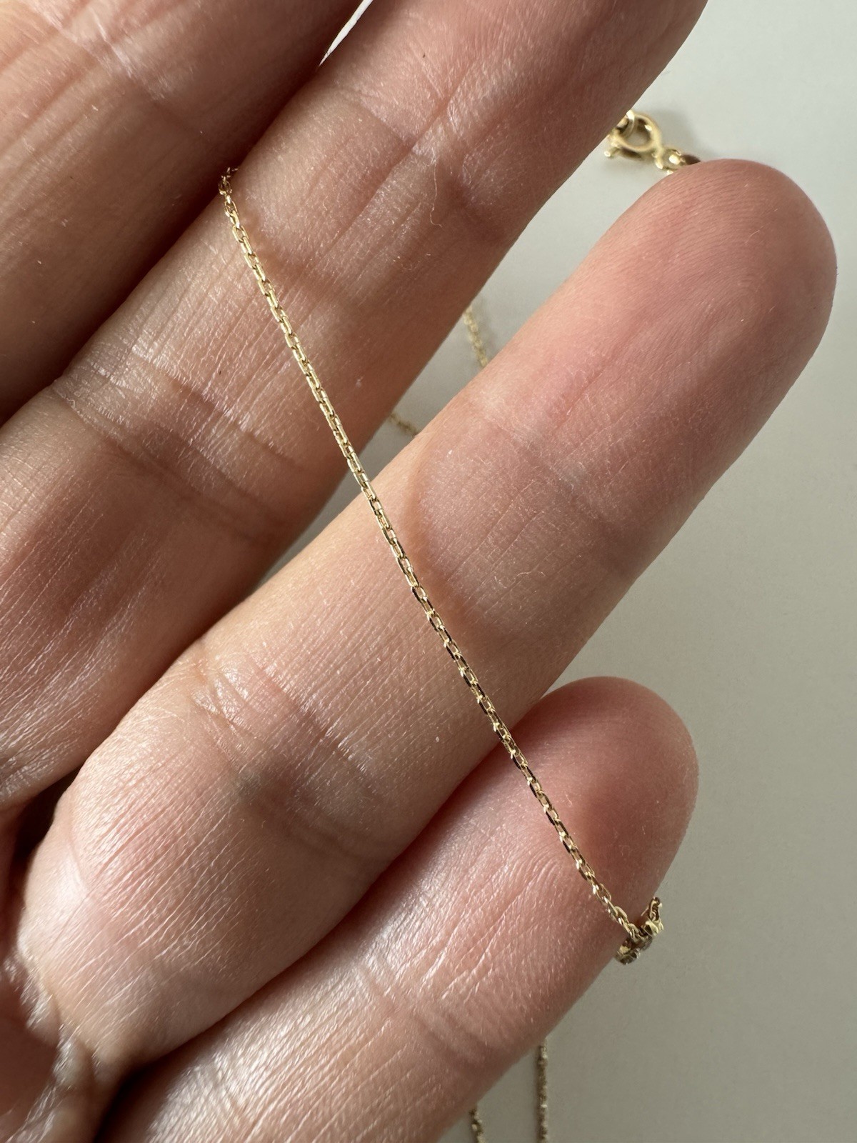 14K SOLID YELLOW GOLD NECKLACE WITH 5 CHARMS ZIRCONIA Stamped 585