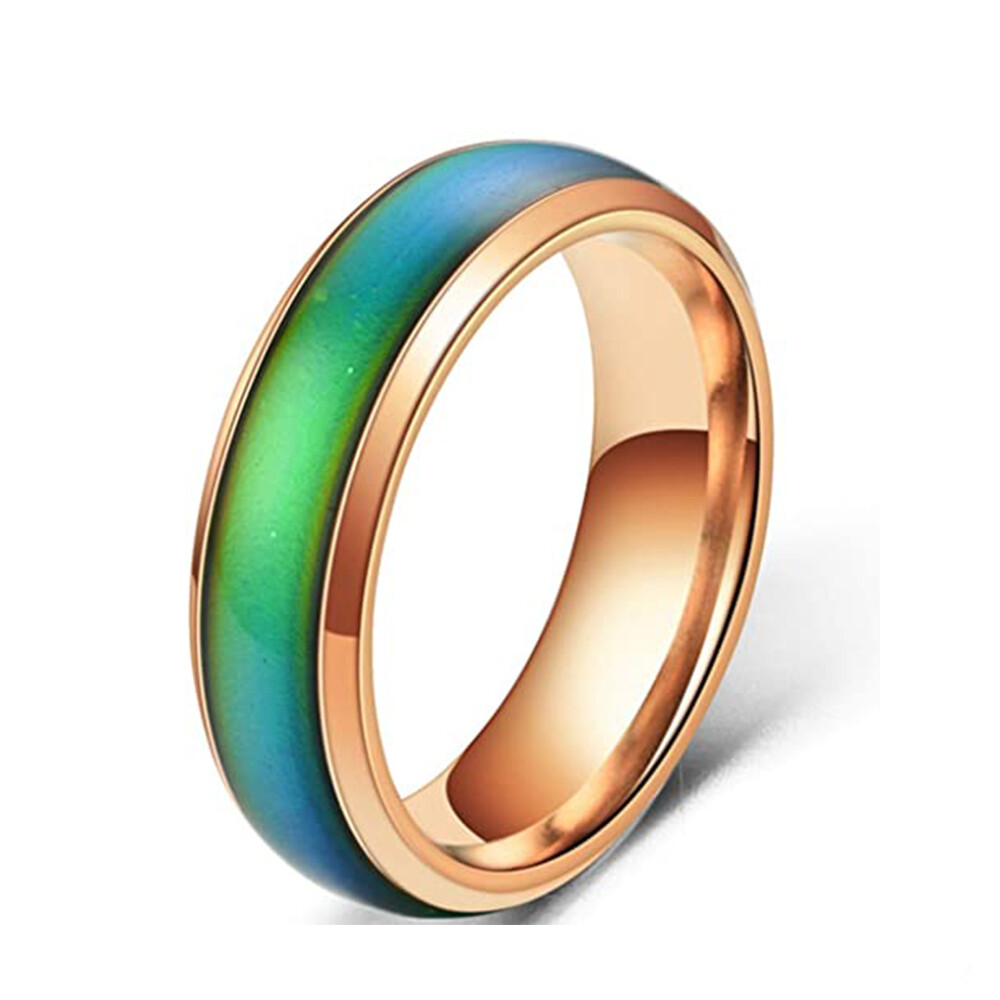 Stainless Steel Temperature Color Changing Wedding Band Mood Ring for Women Men