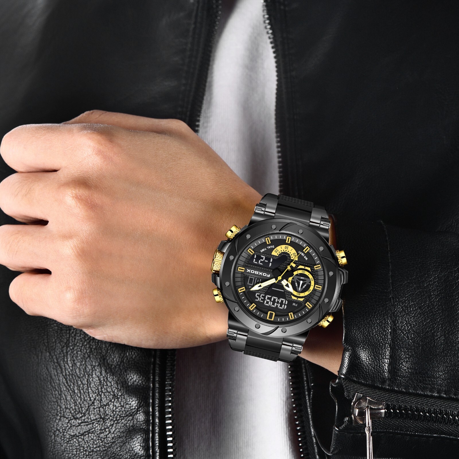 LIGE Men Watch Big Dial Quartz Date Luminous Waterproof Multifunction Wristwatch