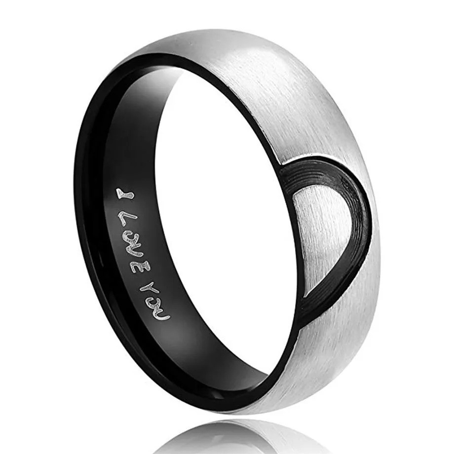 Couple Rings His & Hers Matching Rings Black heart lovers