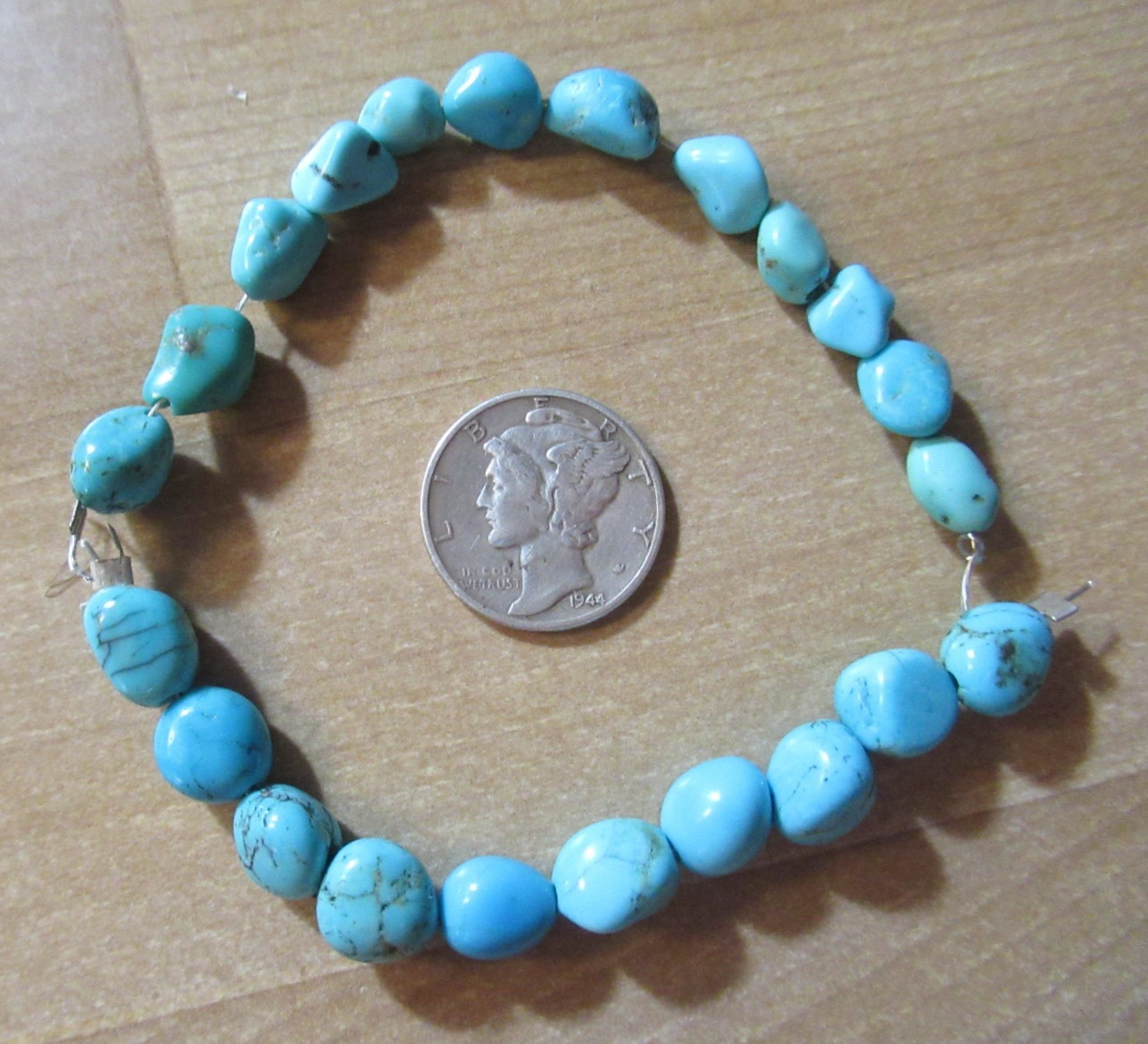2 SLEEPING BTY TURQUOISE STRANDS = 6.5 INCHES NUGGETS 6 X 5mm to 9 X 7mm #730