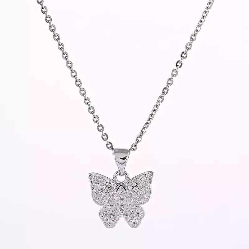 Cubic Zirconia BUTTERFLY CZ Pendant Necklace Silver,Gold, Rose Gold Plated N141