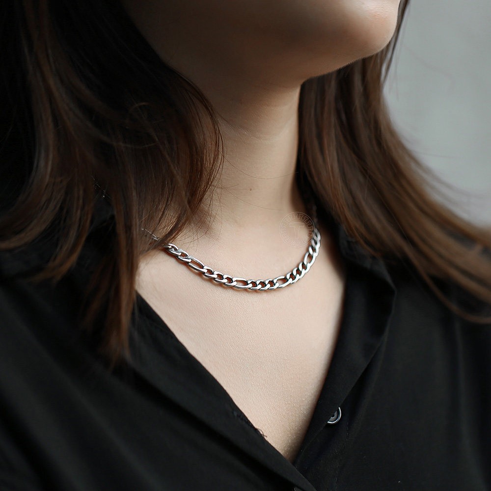 3/5/7/9mm Stainless Steel Figaro Chain Necklace Men Women Link Jewelry 16″-30″