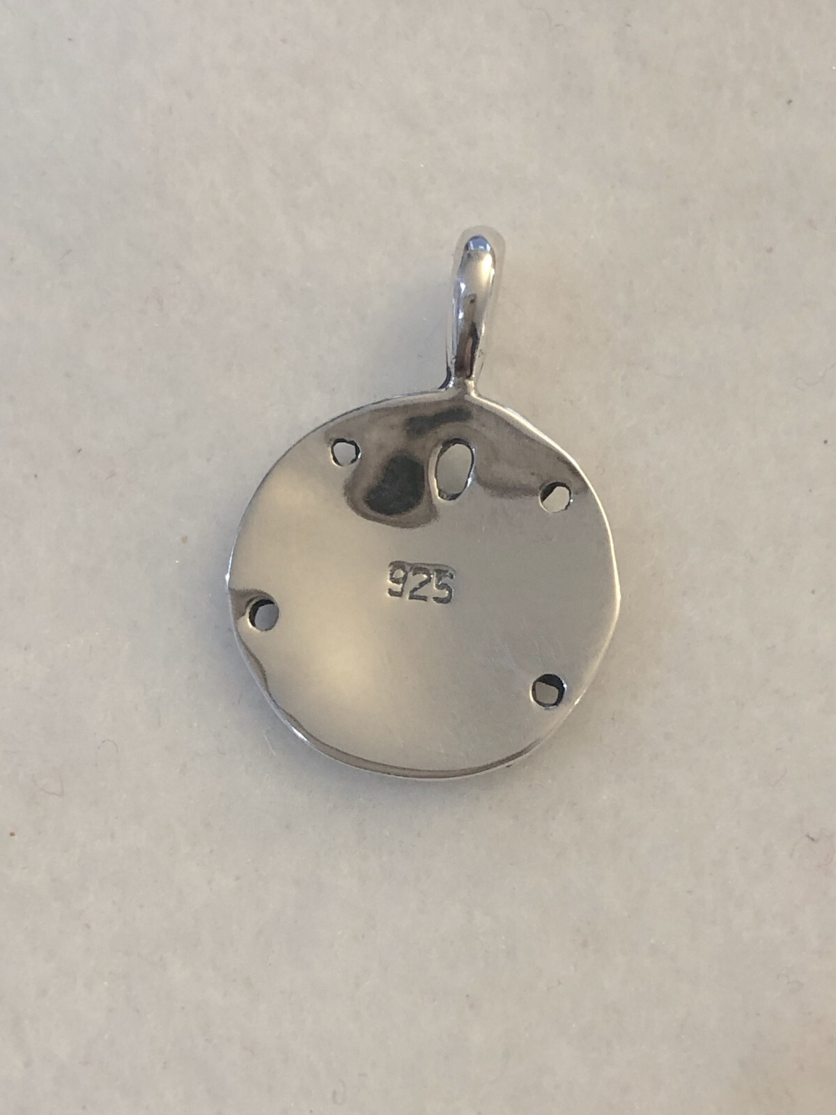 Wildthings Sterling Silver Sand Dollar Pendant w/Faceted Aqua Crystal Stones