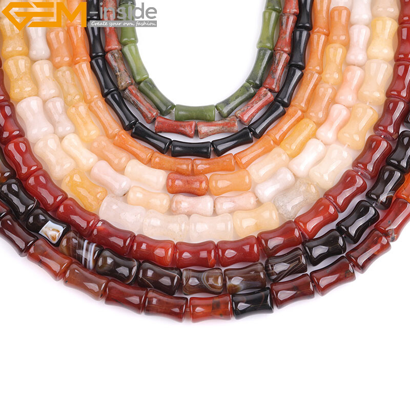 Natural Gemstone Bamboo Bone Assorted Loose Beads For Jewelry Making 15″ 30Pcs