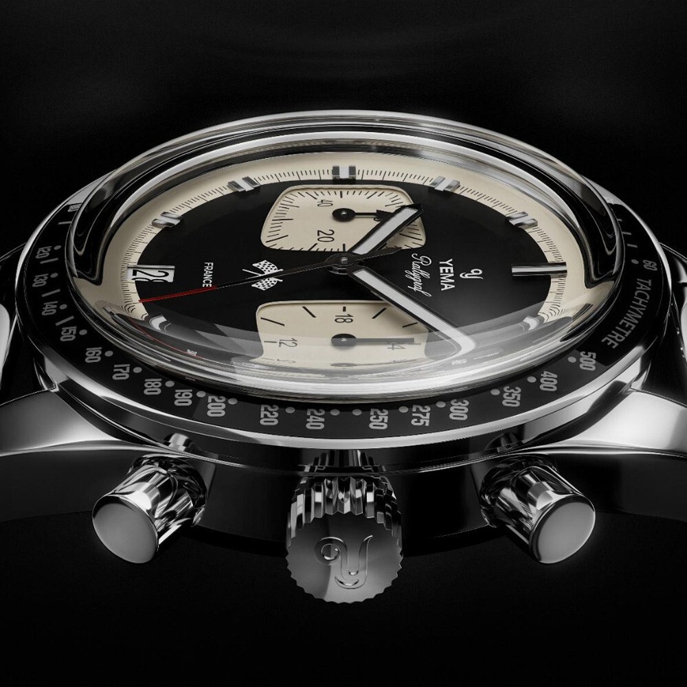 YEMA Rallygraf Reverse Panda Steel Hybrid Mechanical Quartz Leather Men’s Watch