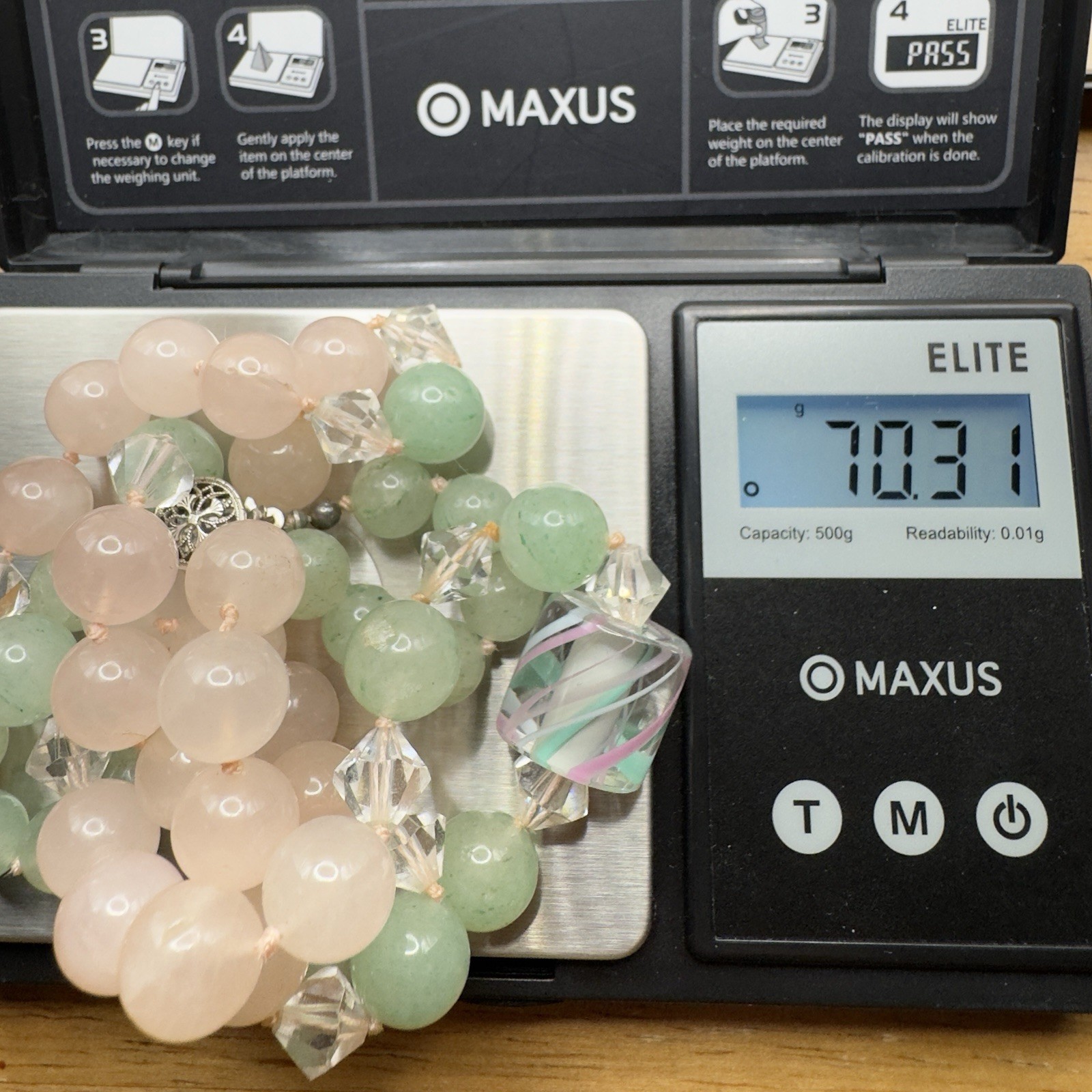Pink And Green Gemstone Necklace Set, 24in Clasp And 32in Endless Strand