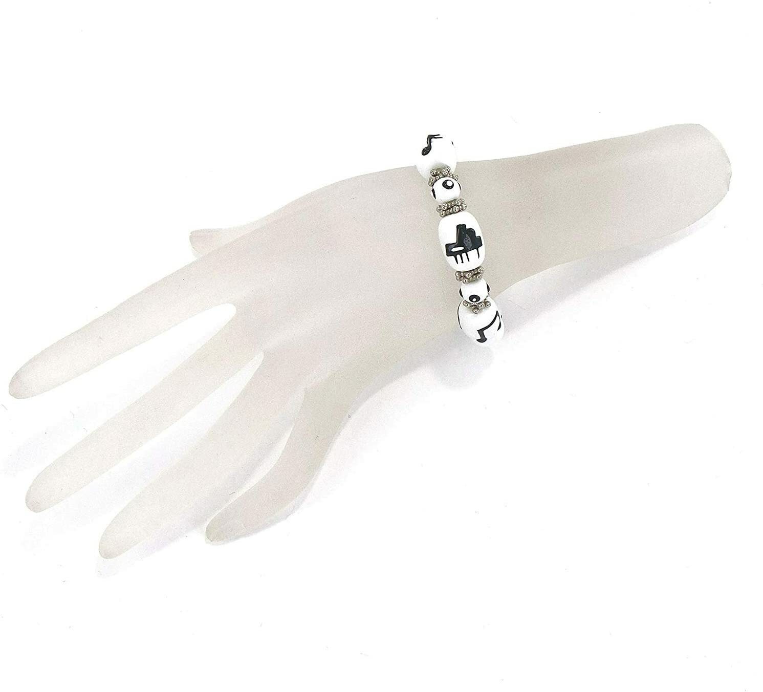 Piano Bracelet Music Glass Beaded Stretch Bracelet Music Note