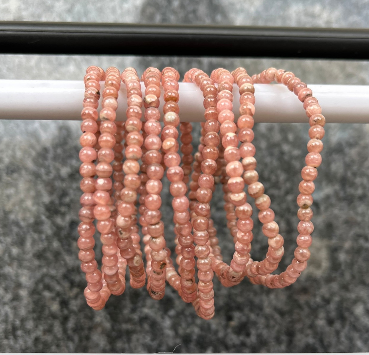 Natural Rhodochrosite Stretch Bracelet 4mm Round Bead Crystal Healing Jewelry