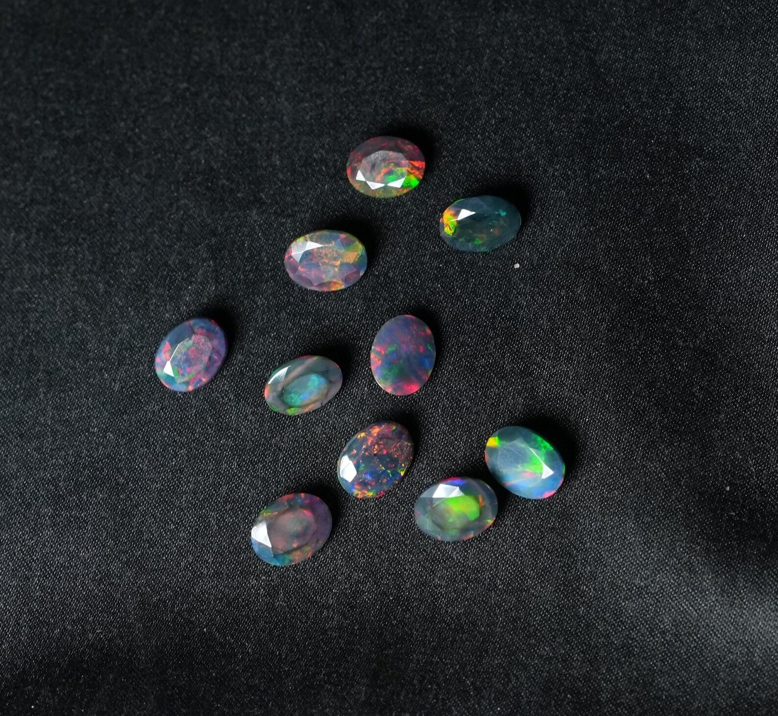 Natural Black Ethopian Opal Oval Faceted Cut 3x5mm To 8x10mm Loose Gemstone