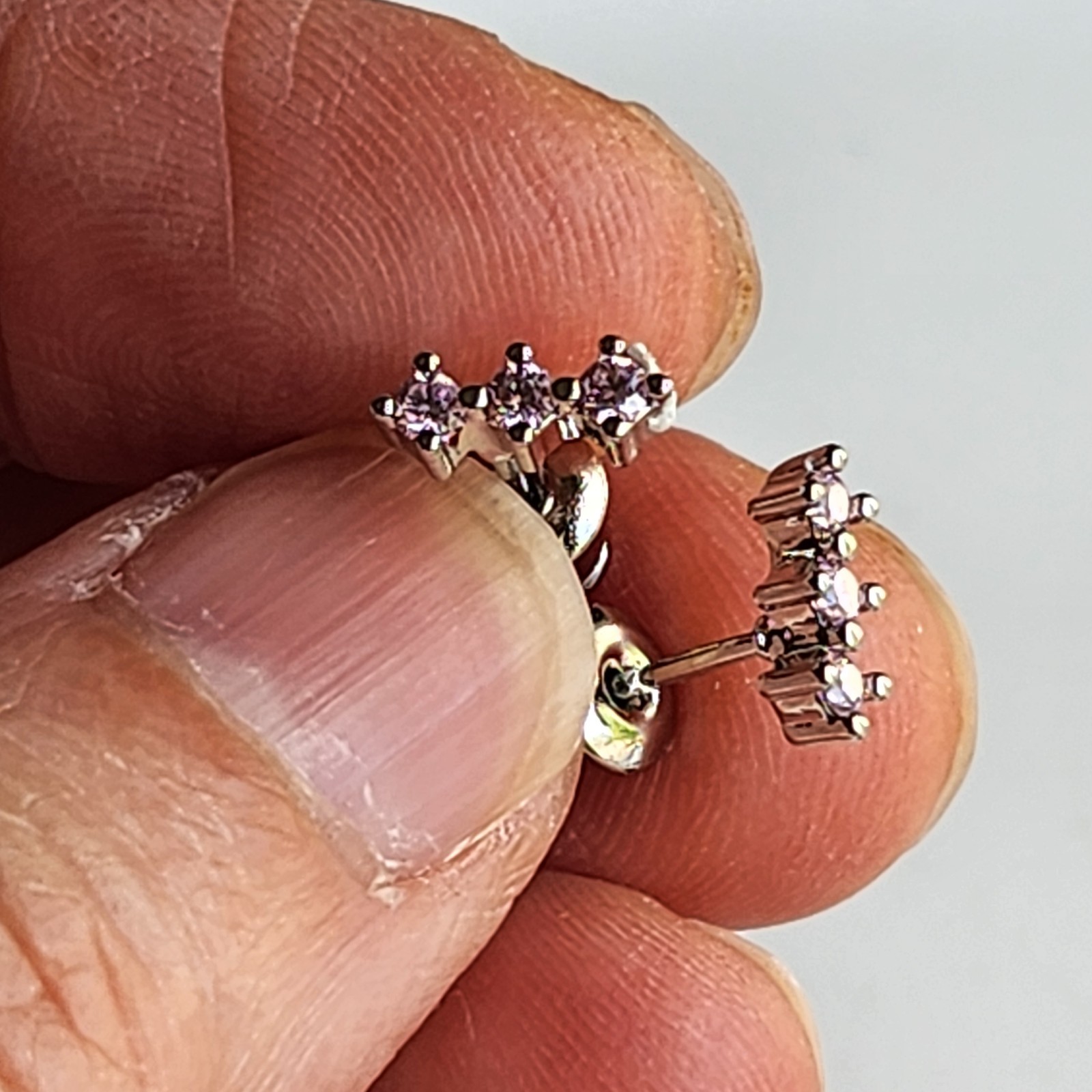 Pink Cubic Zirconia Channel-Set 3.5×8.5mm Stud Earrings White Gold-plated