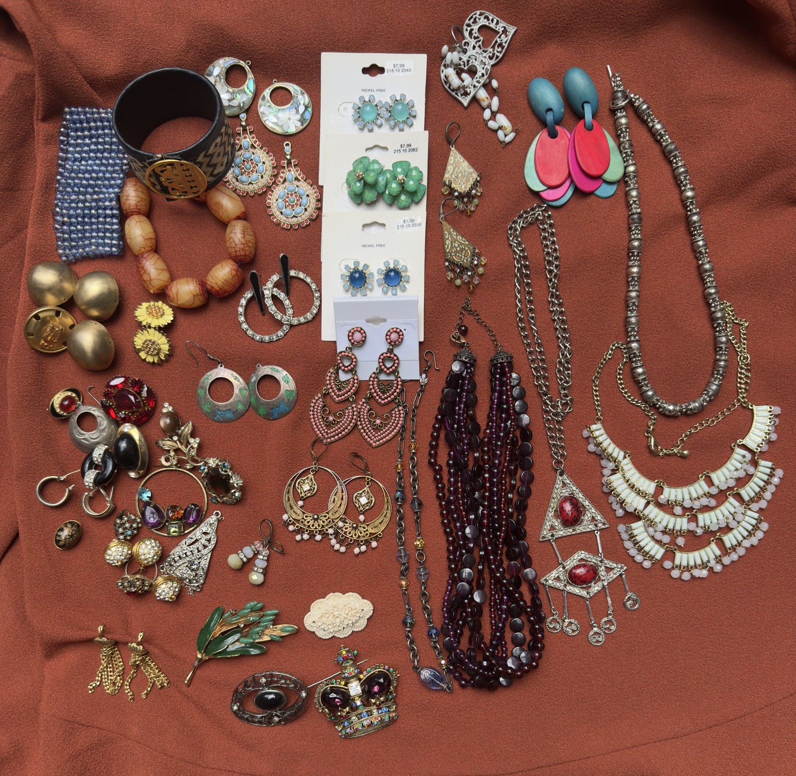 Jewelry NWT & used Earrings pins necklaces most intact, some craft pieces
