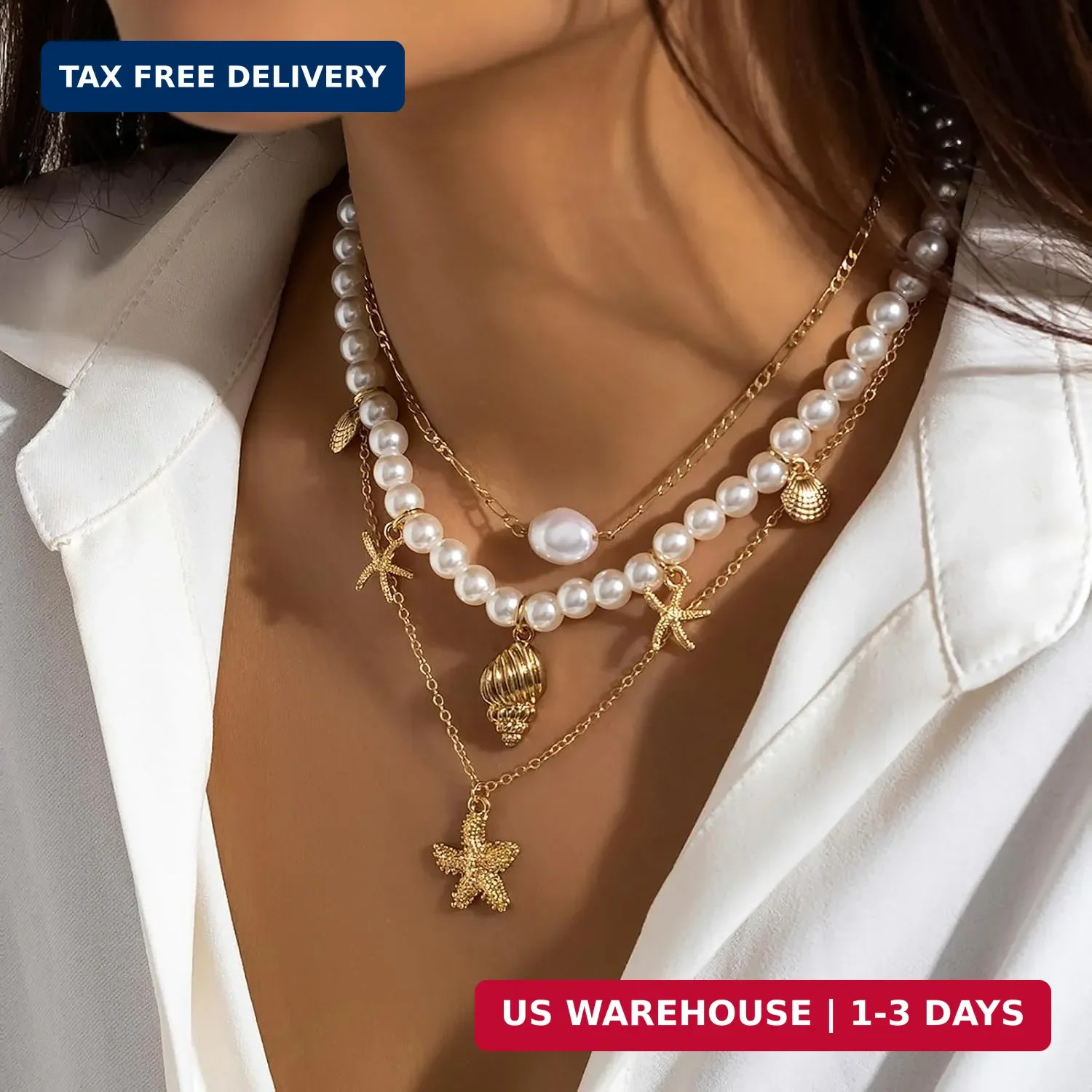 Shell Necklaces Women Layered Gold Boho Beaded Seashell