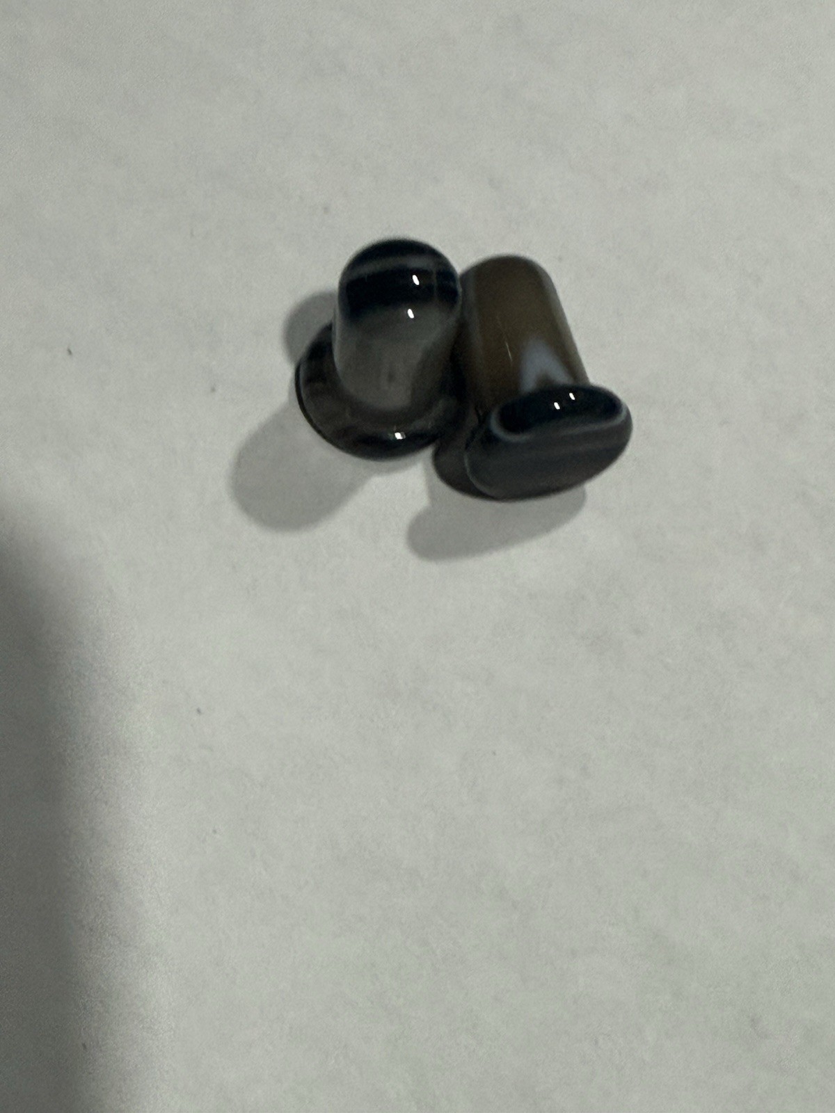 00G 10mm Black Banded Agate Stone Single Flare Plugs Pair Natural Stone Gauges