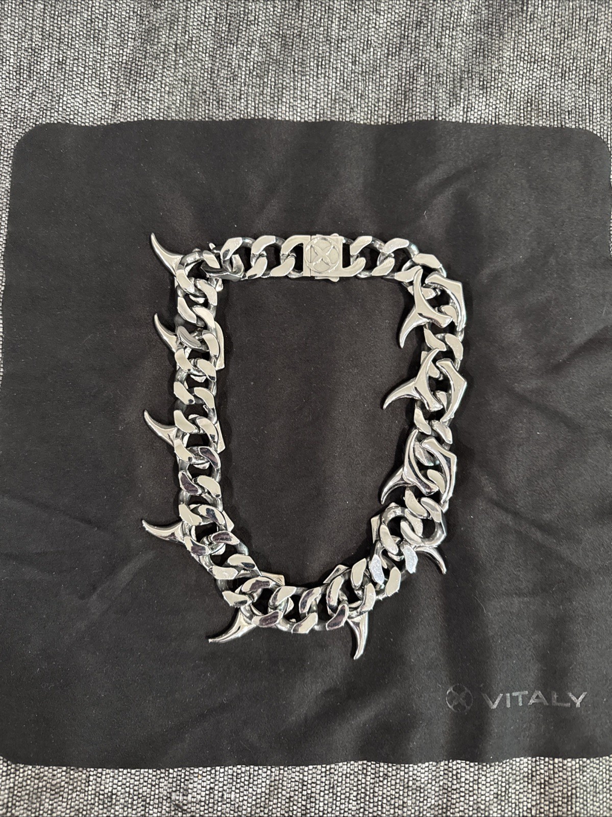 VITALY Ransom Stainless Steel Chunky Spike Chain Necklace 45 cm 17.7 inches