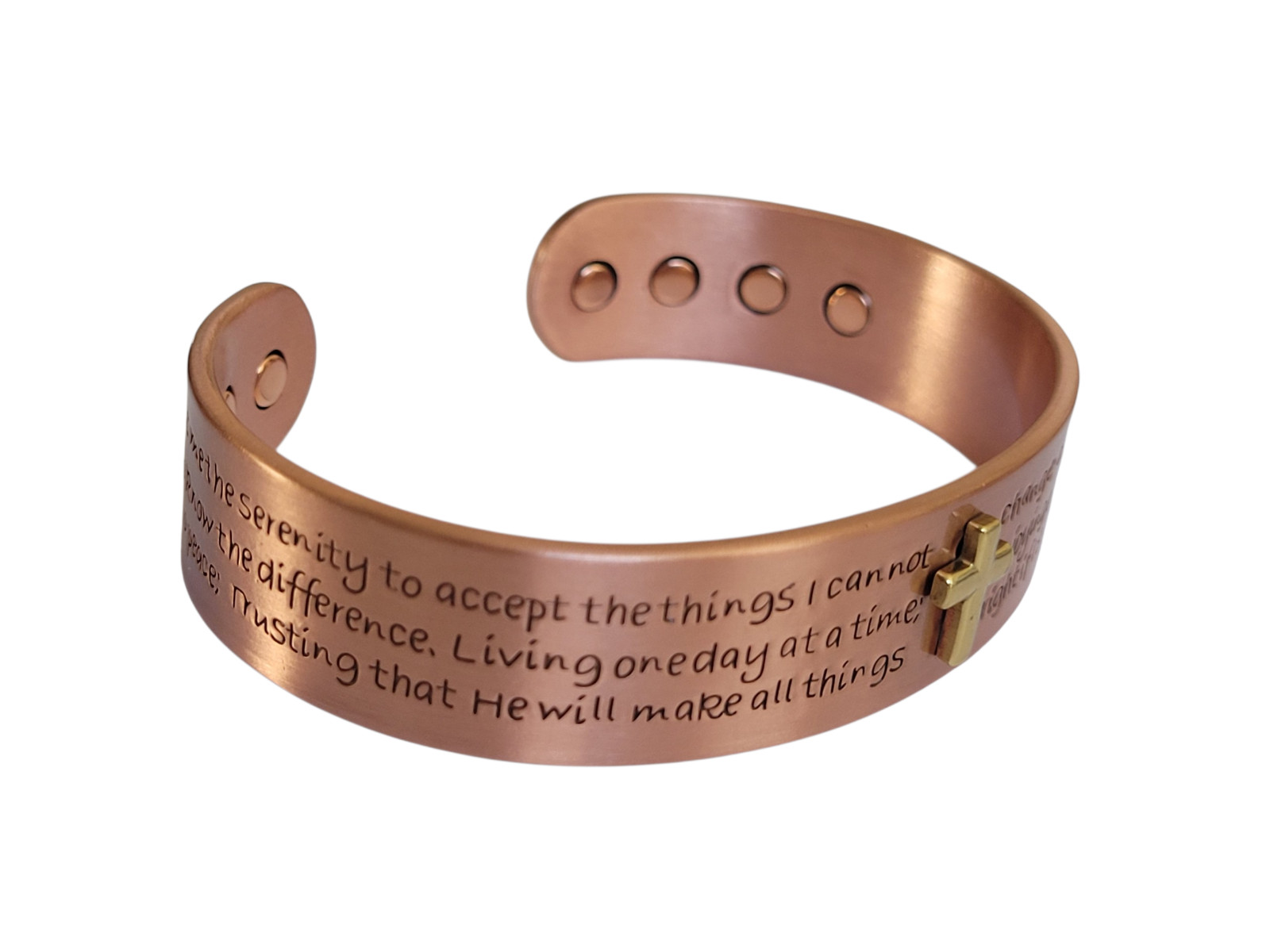 Cross Prayers Pure Copper Magnetic Bracelet Arthritis Pain Therapy Energy Cuff