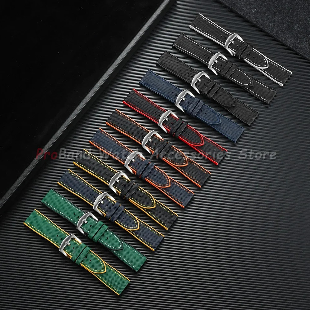 18/19/20/21/22/24mm Rubber Watch Strap Nylon Textured Silicone Bottom Watch Band