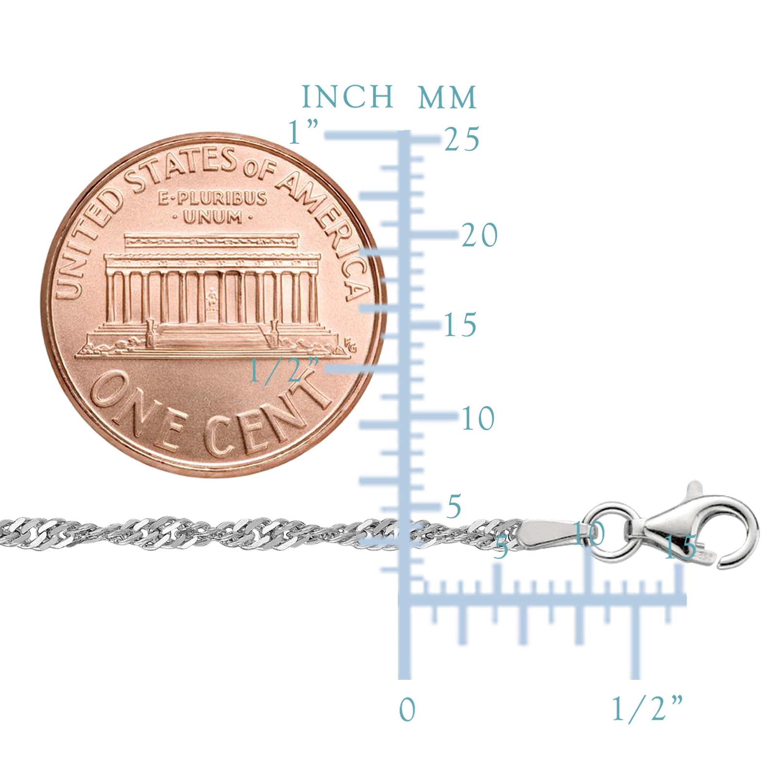Sterling Silver Rhodium Plated Singapore Chain Necklace, 2.0mm, 16″