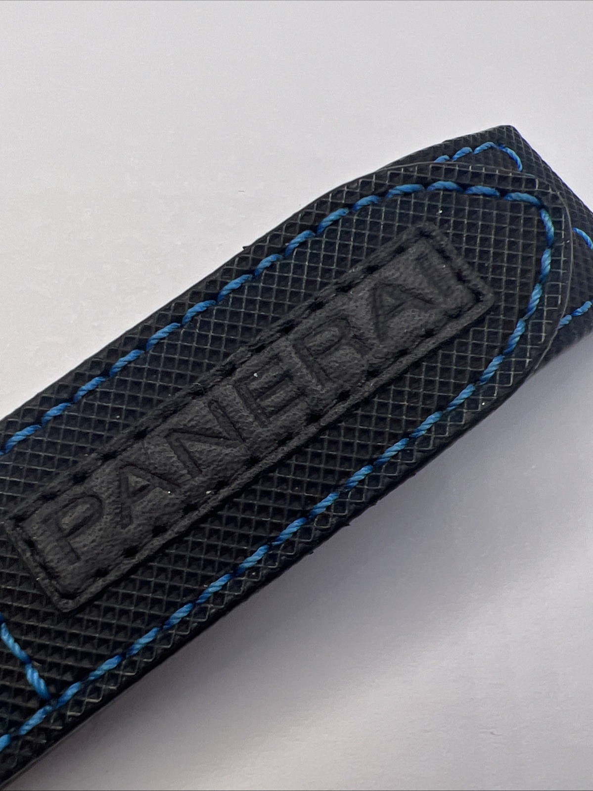 Panerai 22mm Black & Blue Nylon Rubber Diver Watch Strap Band Satin Steel Clasp