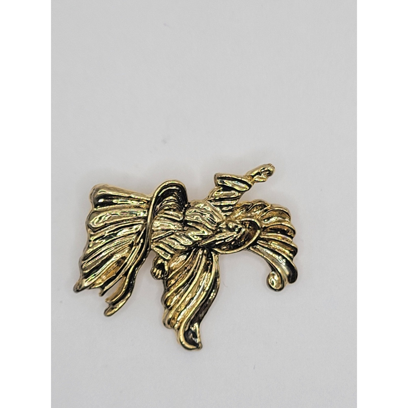 Vintage Gold Tone Wizard Brooch Pin Fantasy Sorcerer Magician Jewelry