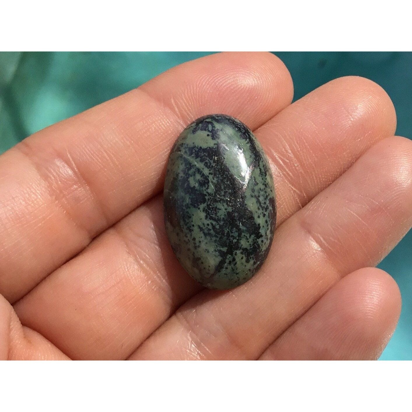 Gorgeous Gray Green Jasper 28x17x6 mm Hand Cut Cabochon Gemstone