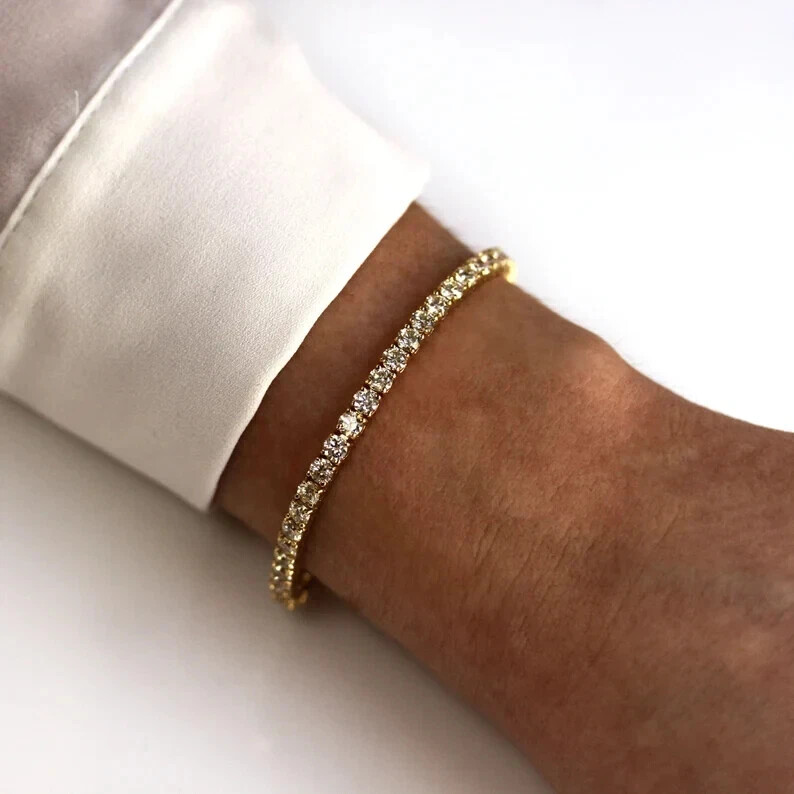 9.0Ct Round Cut Lab Created Diamond 14K Yellow Gold Finish 7.5IN Tennis Bracelet