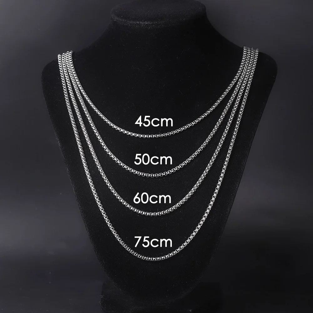 Hip Hop Necklaces For Men Stainless Steel Necklace 3MM Square Pearl Choker Gold