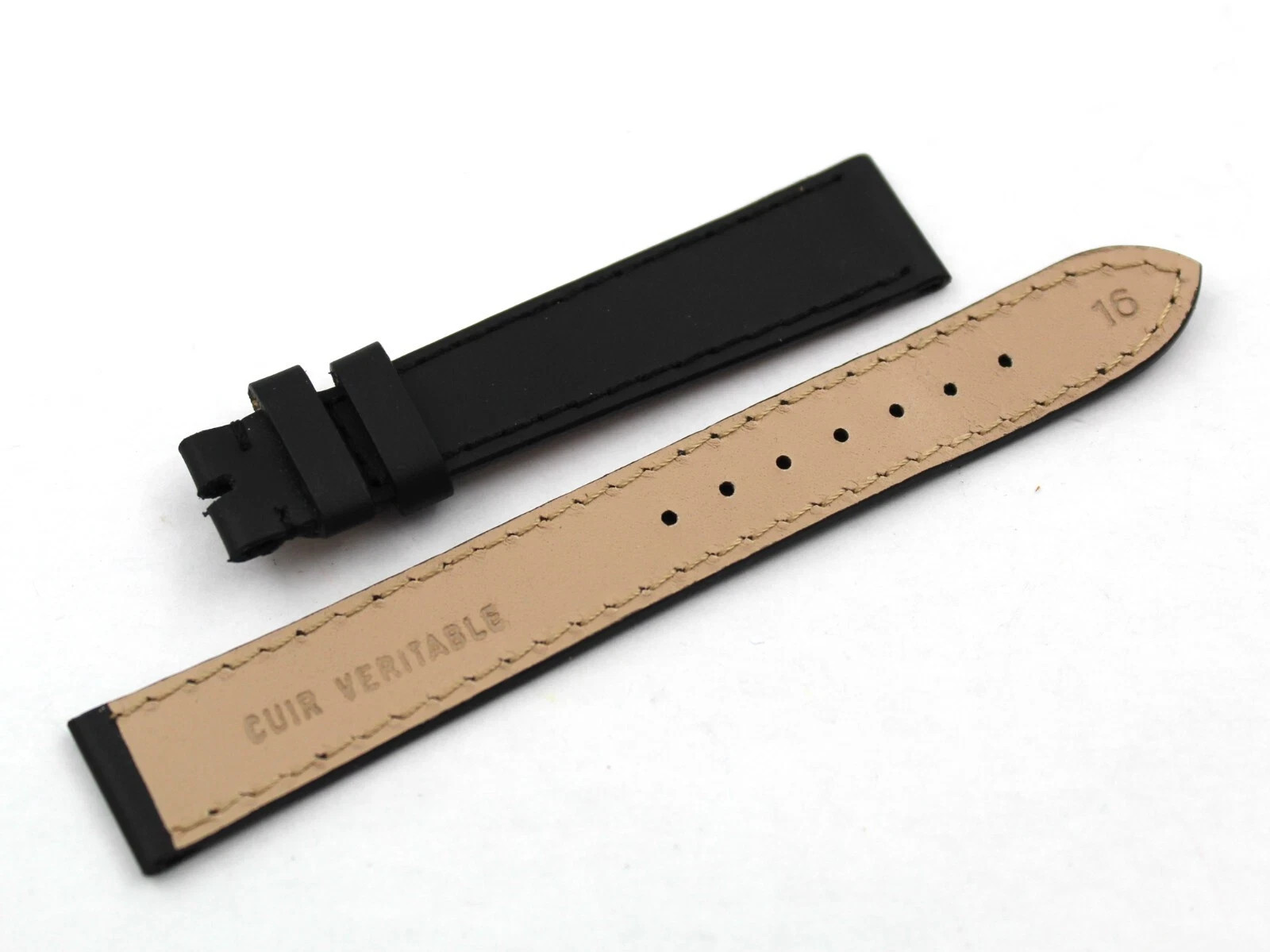 Handmade Genuine Black Leather Strap 16/14mm Handmade Made Italy Lady