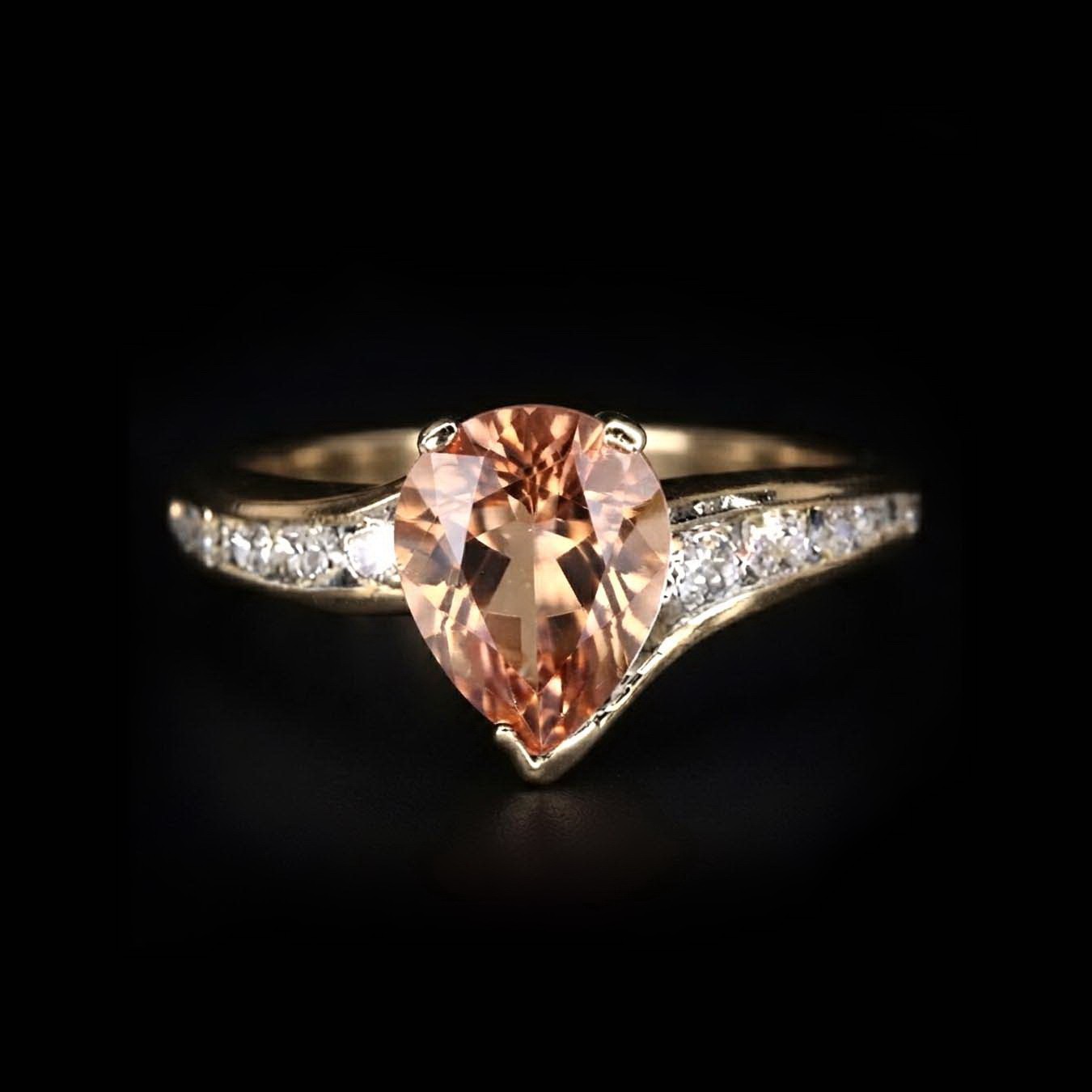 9×7 Natural imperial topaz Ring Silver Sterling Size 7 Free Resize Plated gold