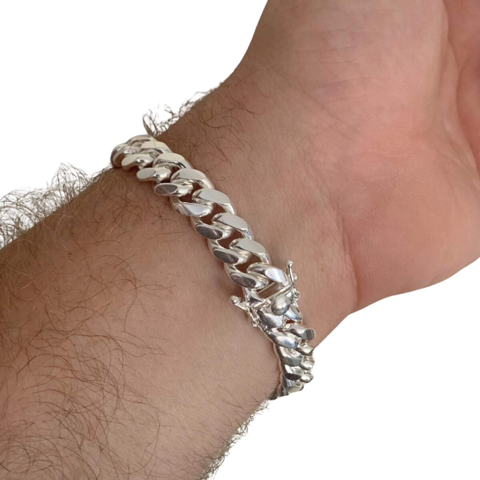 Real Miami Cuban Link Chain Or Bracelet Solid 925 Sterling Silver Box Lock ITALY