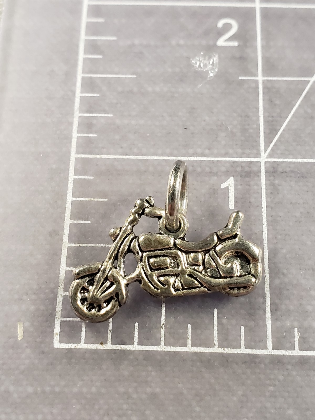 Vintage Silver Tone Motorcycle Charm Motor Cycle Bicycle Silvertone B43