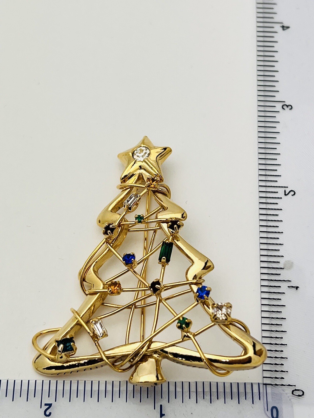 New High Quality Holiday Christmas Tree Brooch Pin 4PC LOT BUNDLE Enamel Crystal