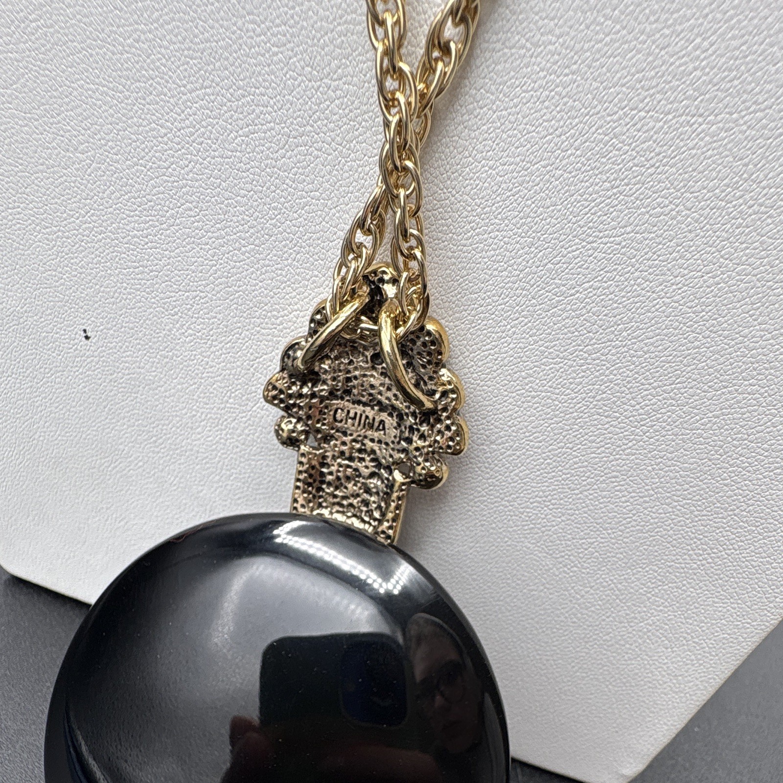 Real Collectibles by Adrienne Black Onyx & Opal Large Pendant and Necklace
