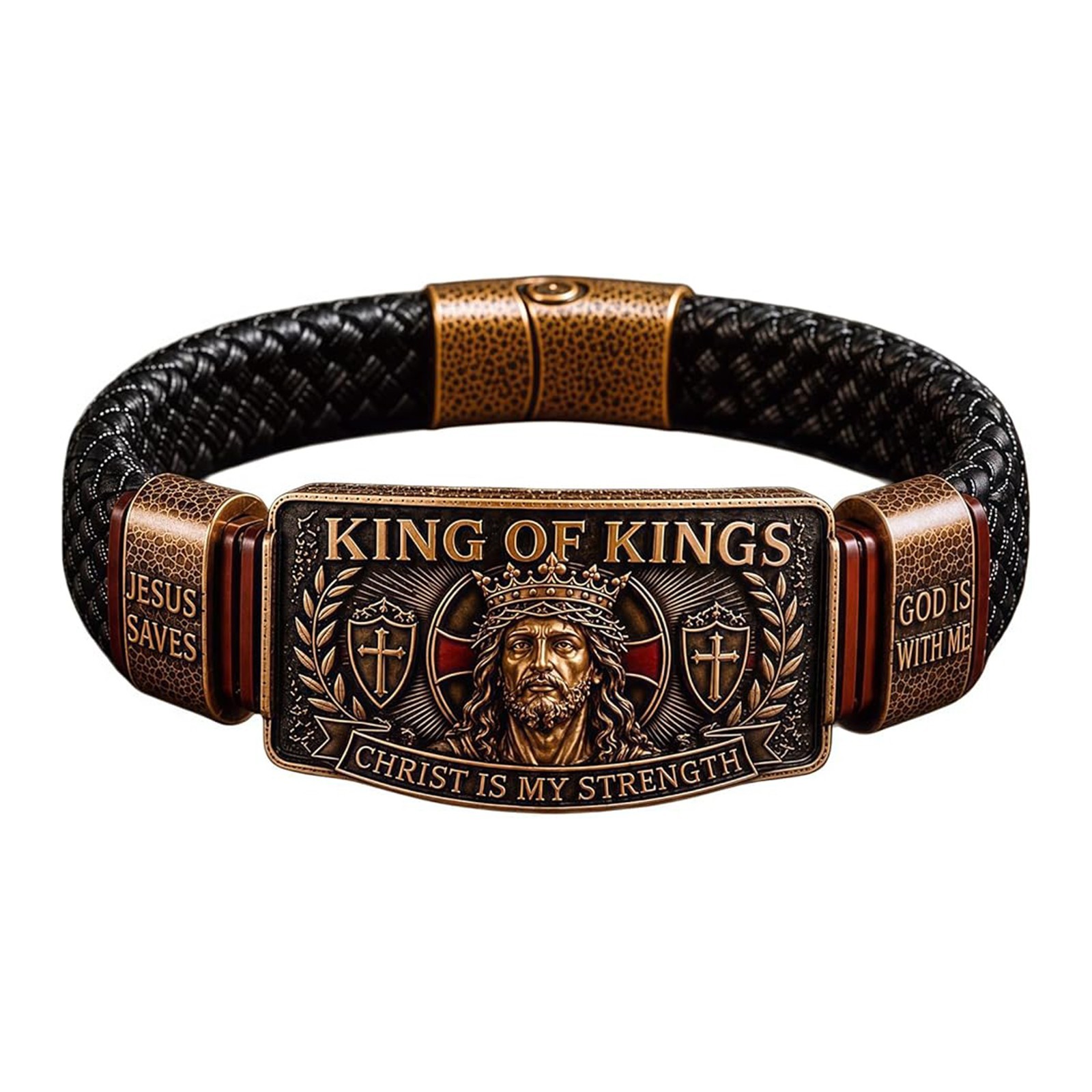 King of Kings Faith Bracelet Adjustable Christian Jesus Wristband For Men