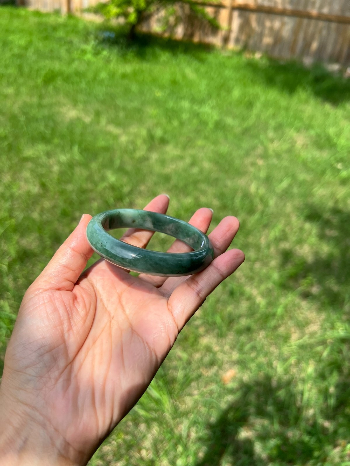 Full Rich Green 100% Natural Grade A Jadeite Jade Bangle Bracelet 57.8mm H186