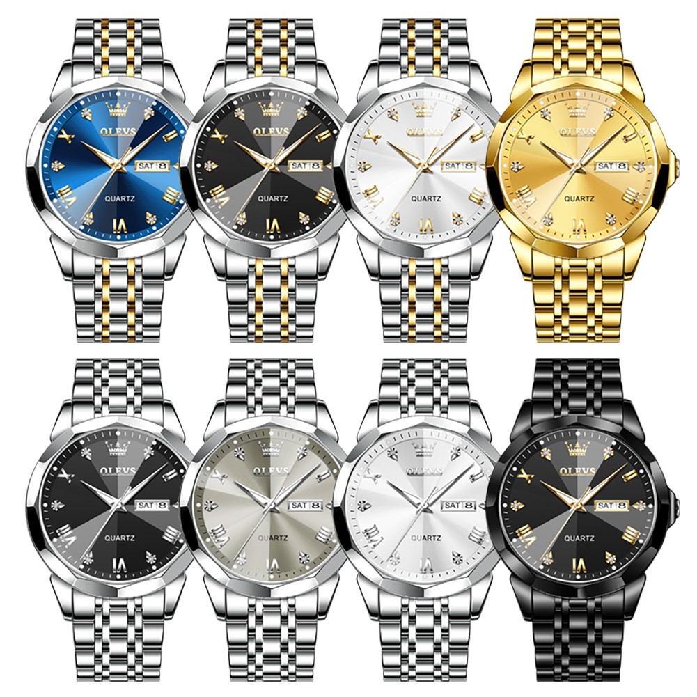 OLEVS Men’s Waterproof Quartz Watch with Luminous Dial, Date, and Day Display