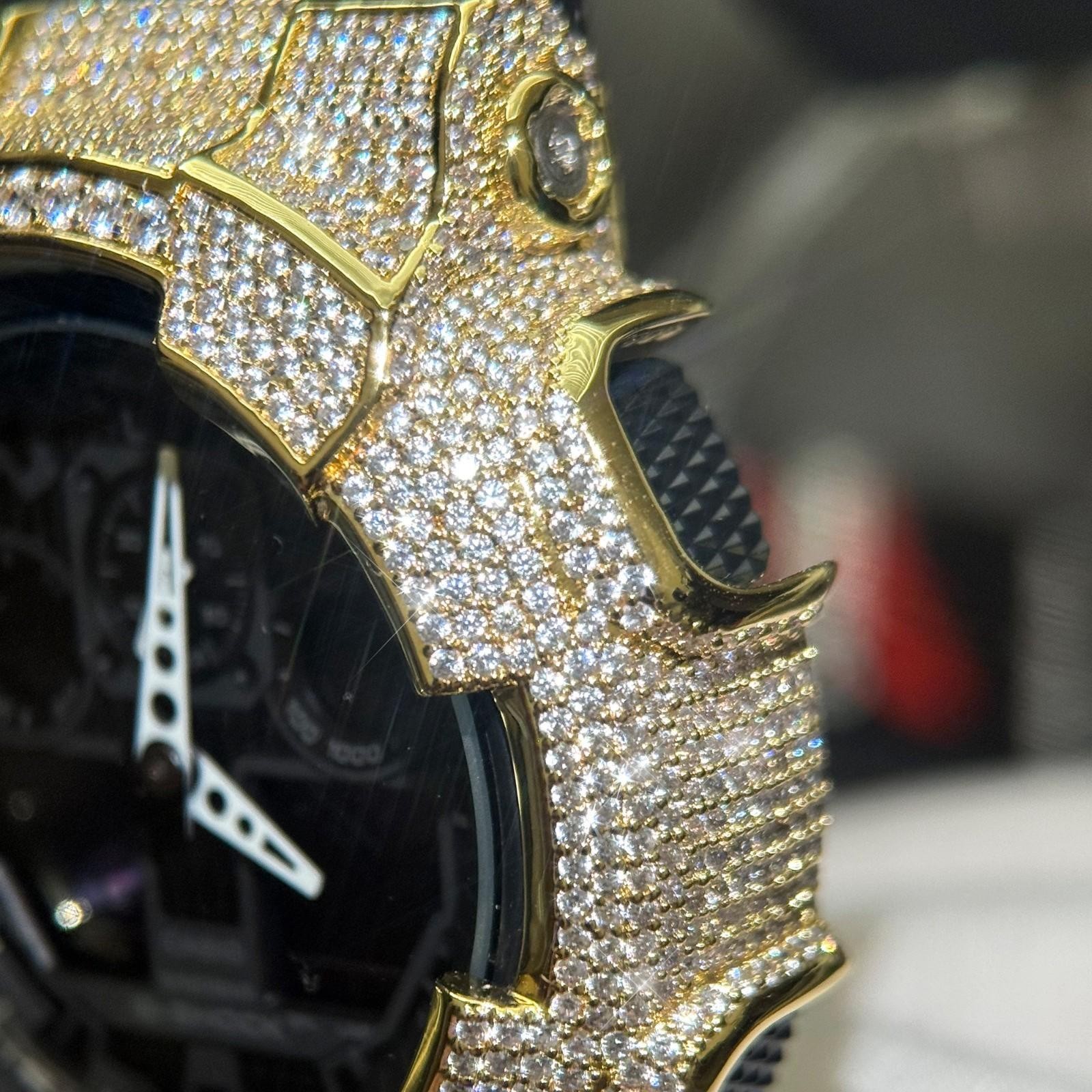 Authentic Gold 6.58 CTW Iced Out Casio G Shock Watch GA-100