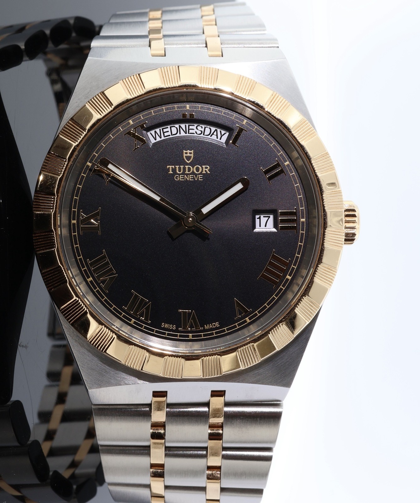 Auth 2020 Tudor Royal Day Date Steel & Gold Mens Watch 28603 With Box & Papers