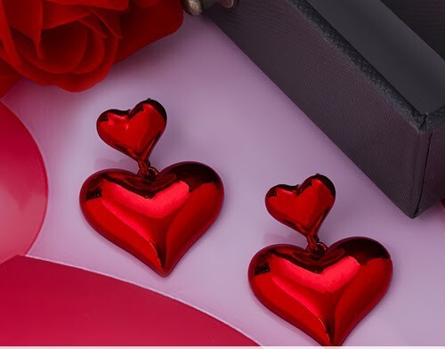 3D Heart-Shaped Earrings, Silver Plated Zinc Alloy FREE FAST SAME DAY SHIPPING