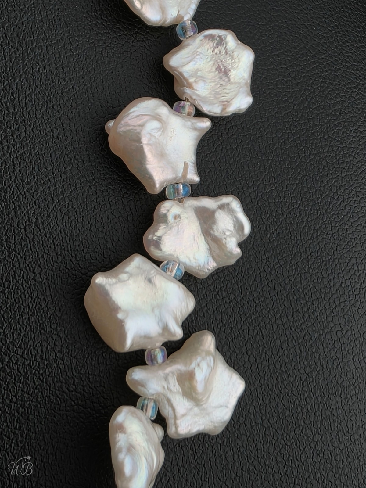 Real White Baroque Freshwater Cultured Pearl Star Necklace 20″ Silver Tone Clasp