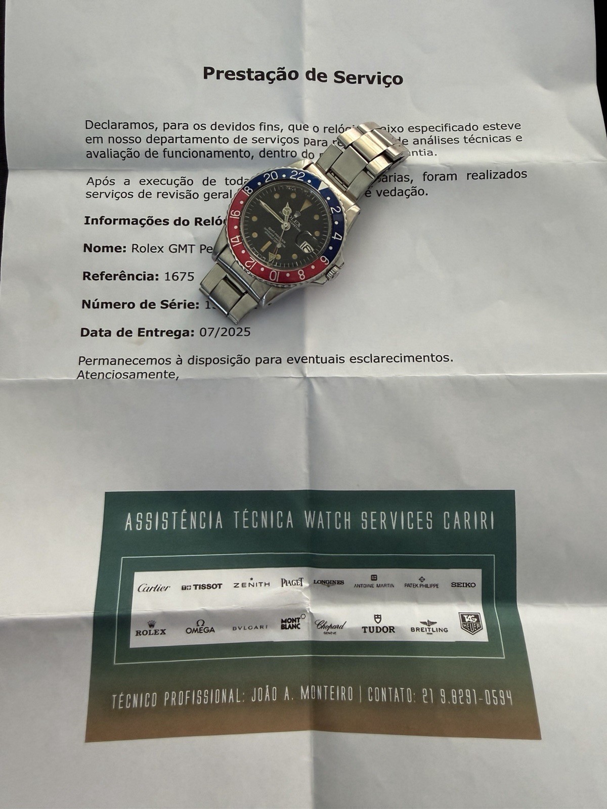 Rolex GMT Master 1675 Pepsi Bezel Rarest Radial Dial Vintage 1966 Serviced