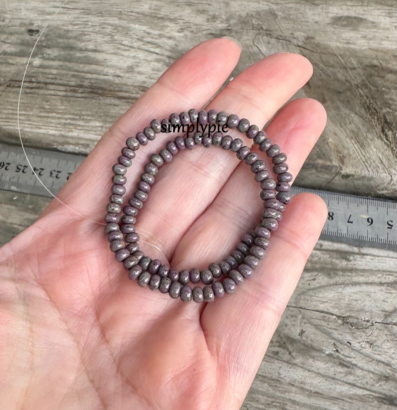 6/0 Czech Aged Lavender Picasso 10-Inch Strand Glass Seed Beads #FRO