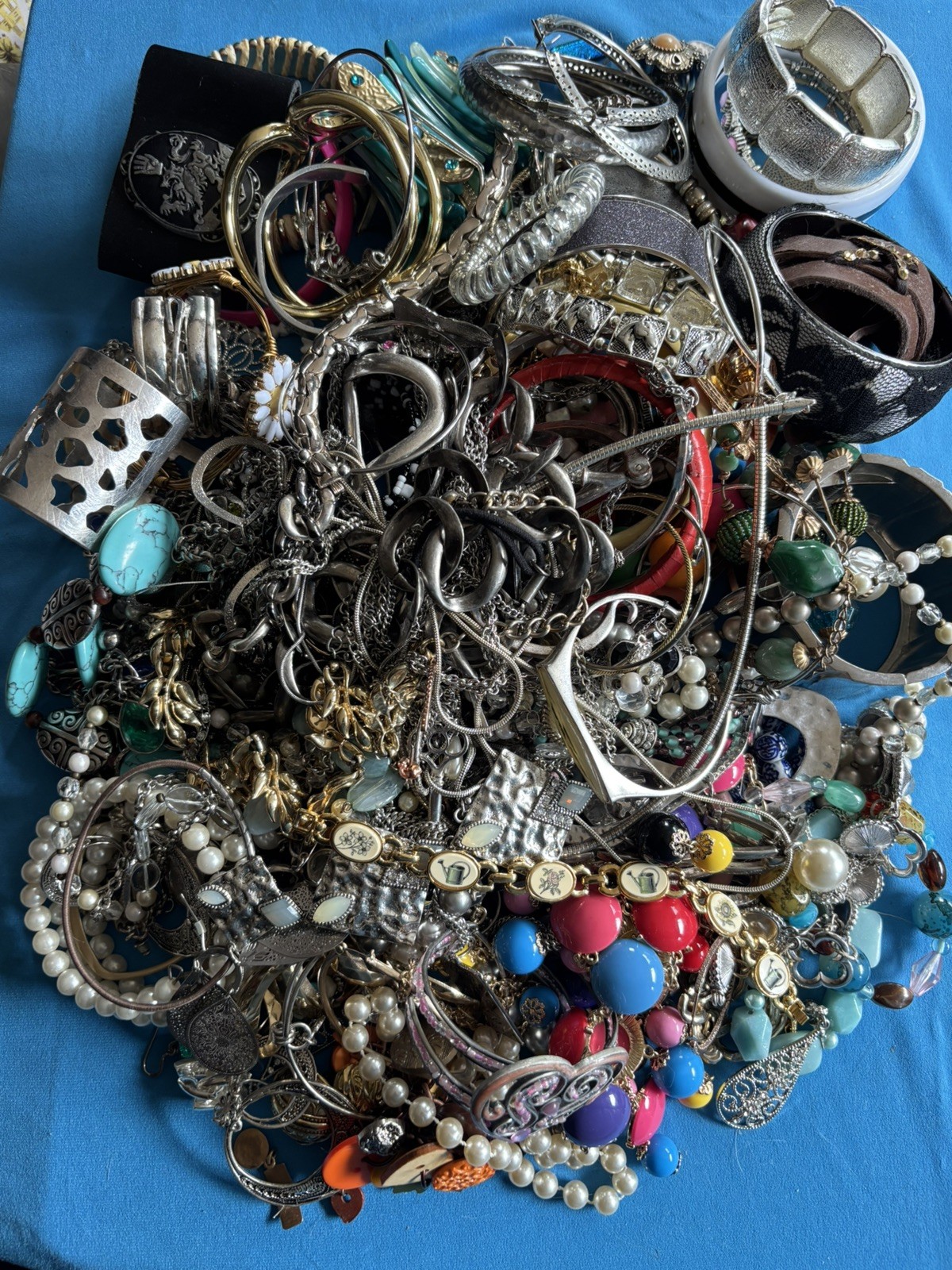 Mixed Jewelry Lot, 7+lbs., For Wearing, Crafting, Resell, Some 925, Untested