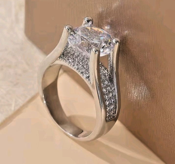 Blue Green Rectangle Moissanite Style Ring Adjustable Statement Party Gift