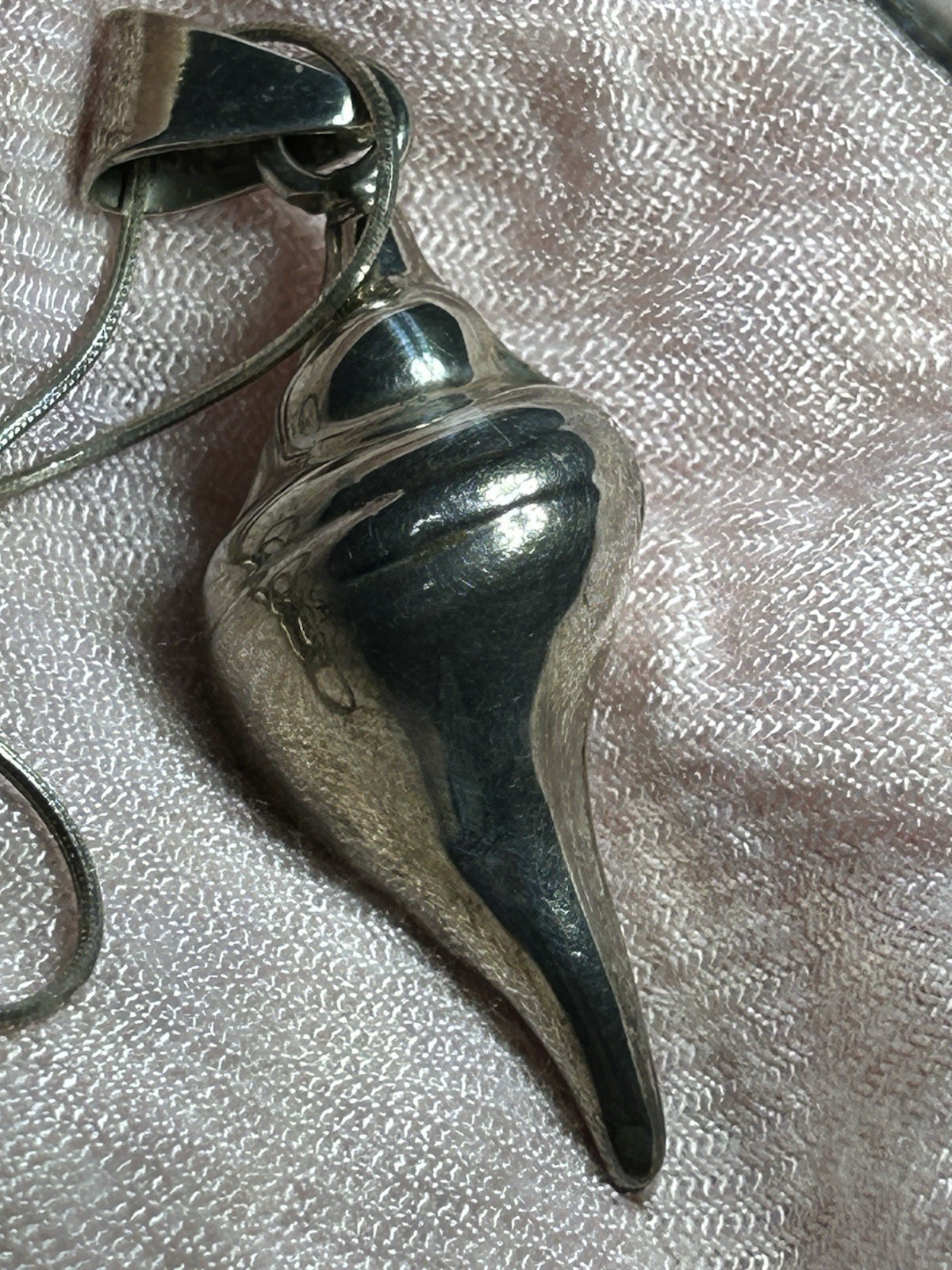 925 TN-49 Mexico Sterling Silver Conch Pendant & 925 Italy Necklace 18in 15g