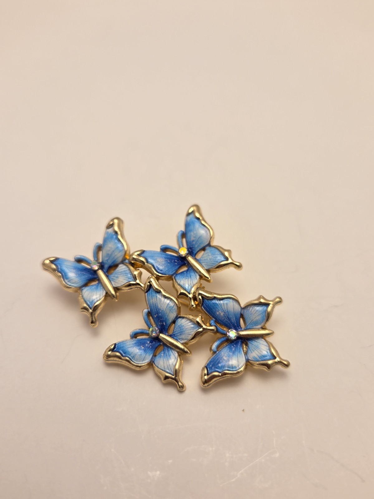 Gold Tone Lot of 3 Butterfly & Bird Brooch Pins Multicolor Enamel Rhinestone