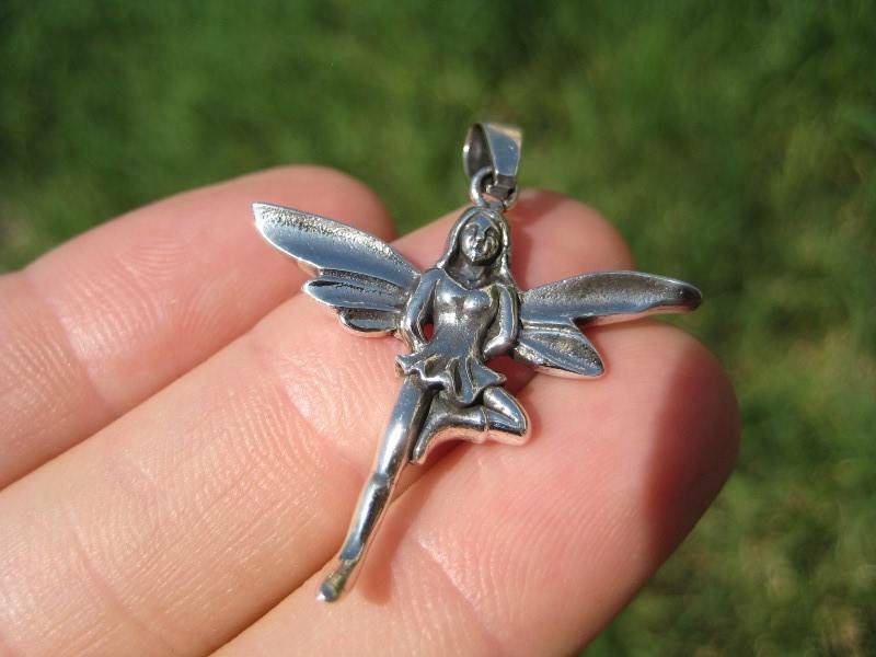 925 Silver sexy flying fairy pendant necklace Thailand jewelry N1576